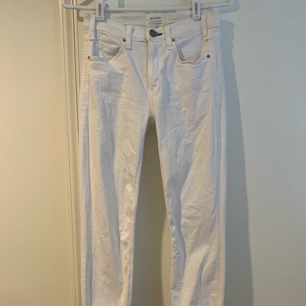 McGuire Newton White Skinny Jeans Raw Hem 24
